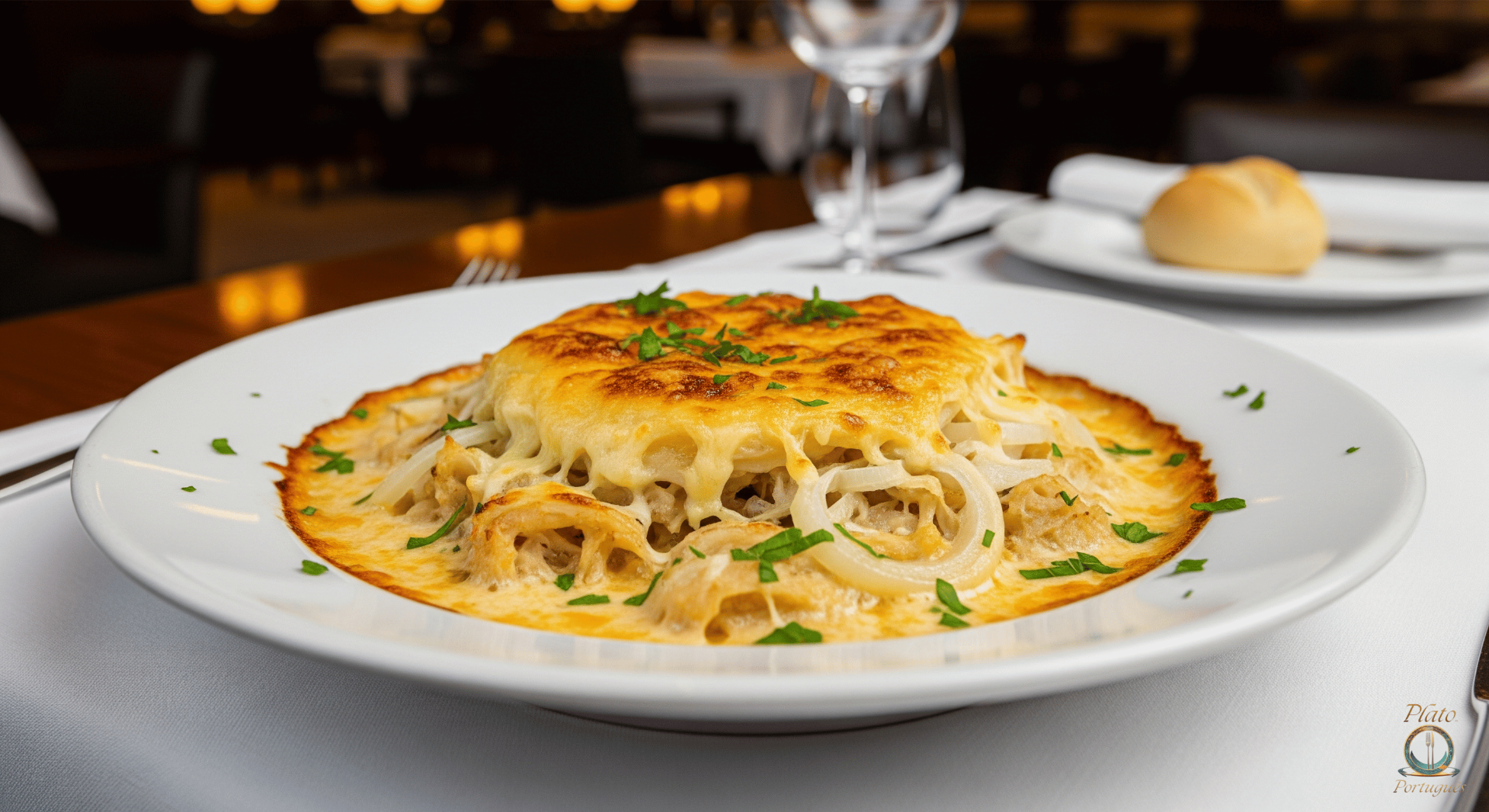 Descubre el Bacalhau com Natas, un plato portugués reconfortante y lleno de sabor. Suaves lascas de bacalao se combinan con patatas fritas crujientes, cebolla dulce y tierna, todo ello cubierto por una cremosa salsa de nata y gratinado hasta obtener un dorado irresistible. ¡Una delicia que te encantará!